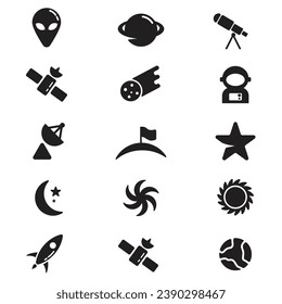 space icon set isolated in white background