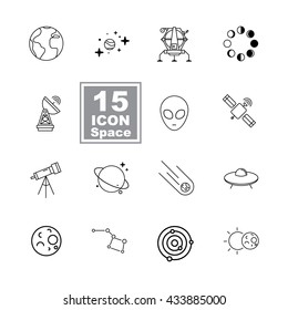 space icon set on white background
