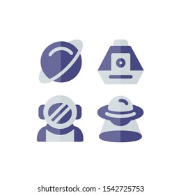 Space Icon Set with Planet, UFO, Astronaut and Space Capsule , Vector Illustrations.