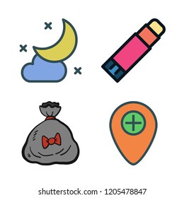 space icon set. vector set about moon, craft, placeholder and gift bag icons set.