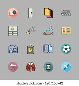 space icon set. vector set about closet, satellite, hourglass and open book icons set.