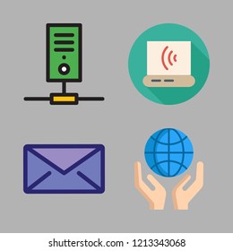 space icon set. vector set about planet earth, computer, envelope and laptop icons set.