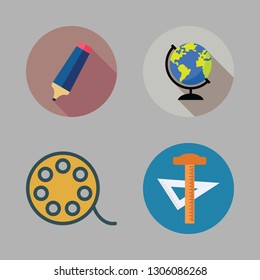 space icon set  vector set about marker  movie  earth globe   school material icons set 