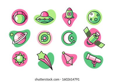 Space icon set vector design