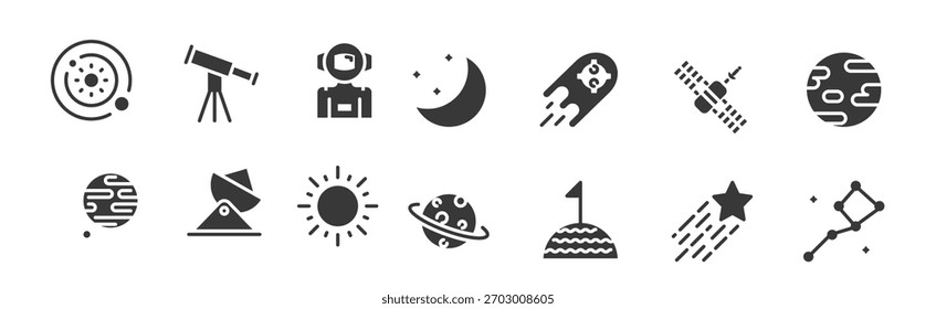 Conjunto de iconos de espacio. Ilustración vectorial