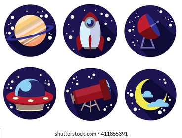 Space Icon set. Vector illustration