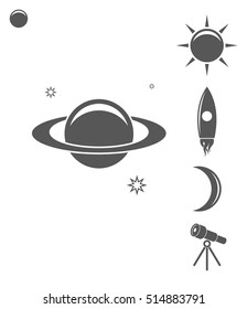 Space. Icon set. Vector illustration