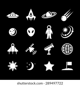 Space icon set - white