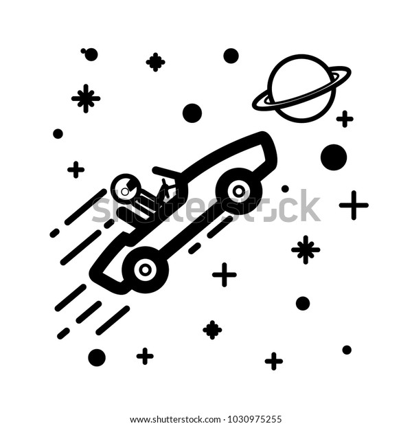 Space Icon Space Tesla Roadster Image Stock Vector Royalty