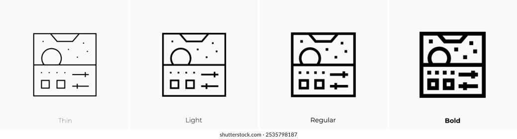 space icon. Thin, Light Regular And Bold style design isolated on white background