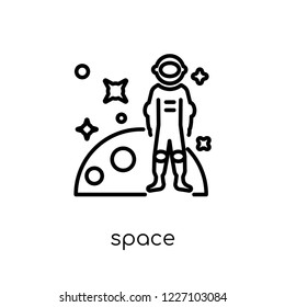 space icon. Trendy modern flat linear vector space icon on white background from thin line Astronomy collection, outline vector illustration