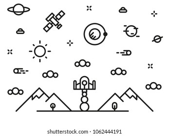 Space icon vector art eps image logo sign flat design app ui web.  