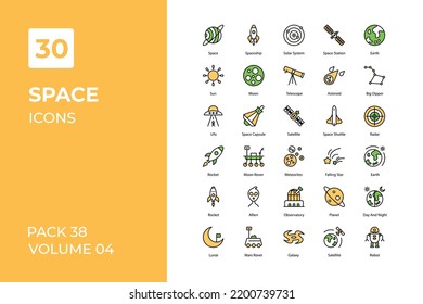 Space icons collection. Set contains such Icons as alien, comet, galaxy, and more