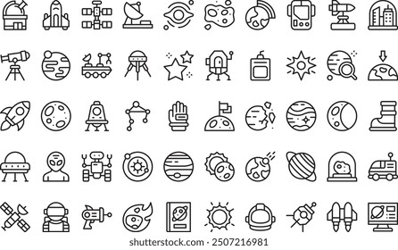 Space icons collection is a vector illustration with editable stroke.