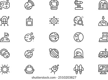 Space icons collection is a vector illustration with editable stroke.