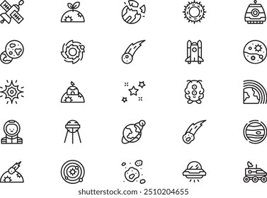 Space icons collection is a vector illustration with editable stroke.