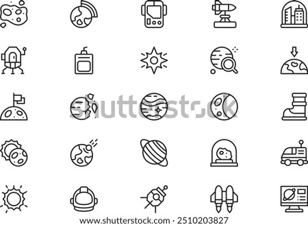 Space icons collection is a vector illustration with editable stroke.