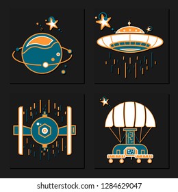Space icons design set