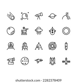 Space icons. Space icon set. Vector illustration.