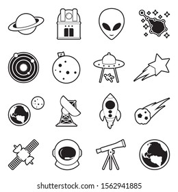 Space Icons. Line With Fill Design. Vector Illustration.