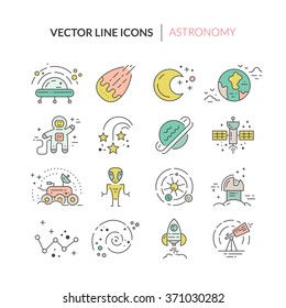 Space icons made in modern line style vector. Cosmos icons isolated on background and easy to use. Clean and simple vector space symbols. Space clipart.