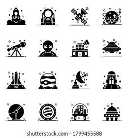 Space Icons in Modern Solid Style Pack 