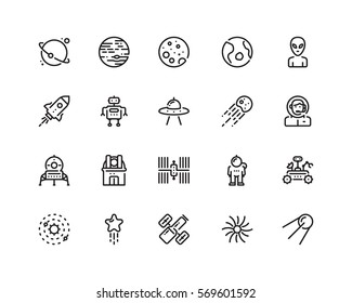 Space icons, outline style