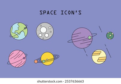 Space icon's with outline's for websites or other's purpose.