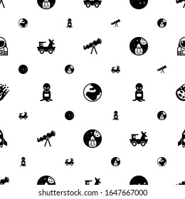 space icons pattern seamless. Included editable filled telescope, globe, constellation, moon rover, alien, space exploration, comet, spaceship icons. space icons for web and mobile.