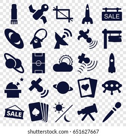 Space icons set. set of 25 space filled icons such as nail sawing, pllaying card, direction board, satellite, sun, glue pen, crop, sale tag, home key tag, football pitch
