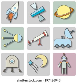 Space icons set