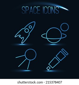 Space icons set
