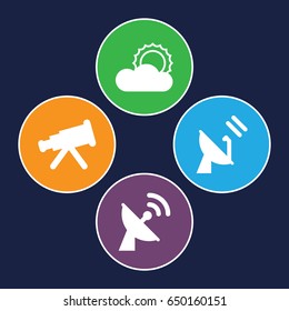 Space icons set. set of 4 space filled icons such as sun, satellite