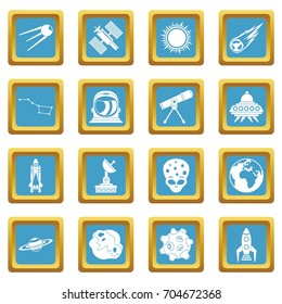 Space icons set in azur color isolated vector illustration for web and any design