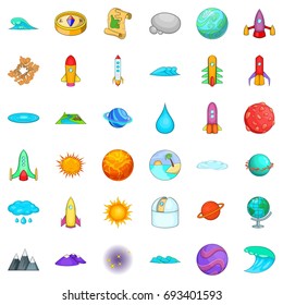 Space icons set. Cartoon style of 36 space vector icons for web isolated on white background