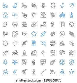 space icons set. Collection of space with star, rocket, lander, rocket ship, startup, telescope, planet, mars, meteorite, canvas, astronaut. Editable and scalable space icons.