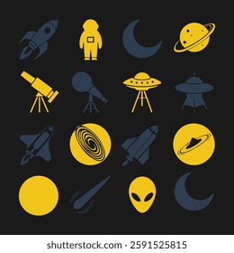Space Icons Set. Editable vector icon. Perfect for web and app interfaces, presentations, info graphics, etc. 
