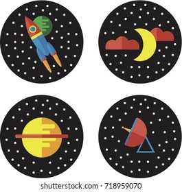 Space icons set. Flat design icons set.