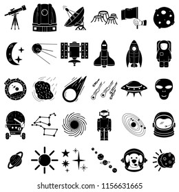 Space icons set, flat hand drawn style