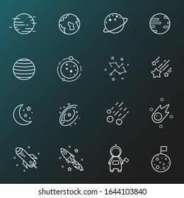 Space icons Set. Illustration isolated on background for graphics and web design