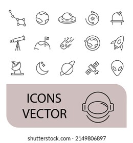conjunto de iconos de espacio . símbolo de paquete de espacio elementos vectoriales para web infográfica