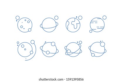 Space icons set. Planets. Vector.