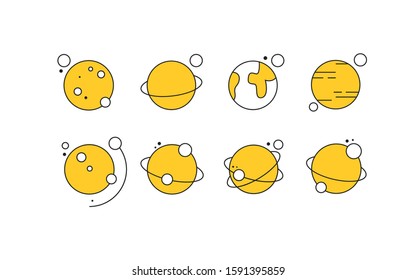 Space icons set. Planets. Vector.