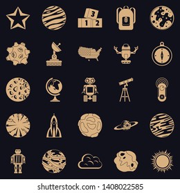 Space icons set. Simple set of 25 space vector icons for web for any design