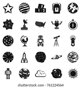Space icons set. Simple set of 25 space vector icons for web isolated on white background