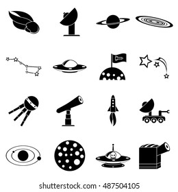 Space icons set in simple style. Space and astronomy elements set collection vector illustration