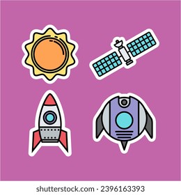 "Space icons set vector" features a collection of vector icons related to space exploration and astronomy. Suitable for use in science education materials, websites, and infographics.