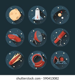 Space icons set. Vector illustration.