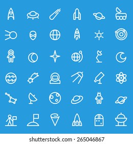 Space icons, simple and thin line design