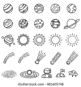 Space icons vector.